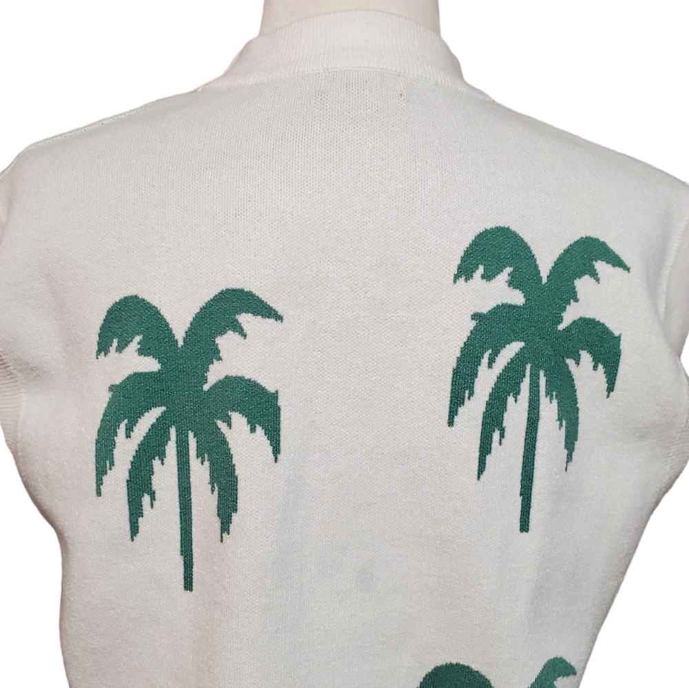 Ontwelfth Sweater Vest Womens Size XLarge Green Rhinestone Palms Pullover Vest - Picture 5 of 11